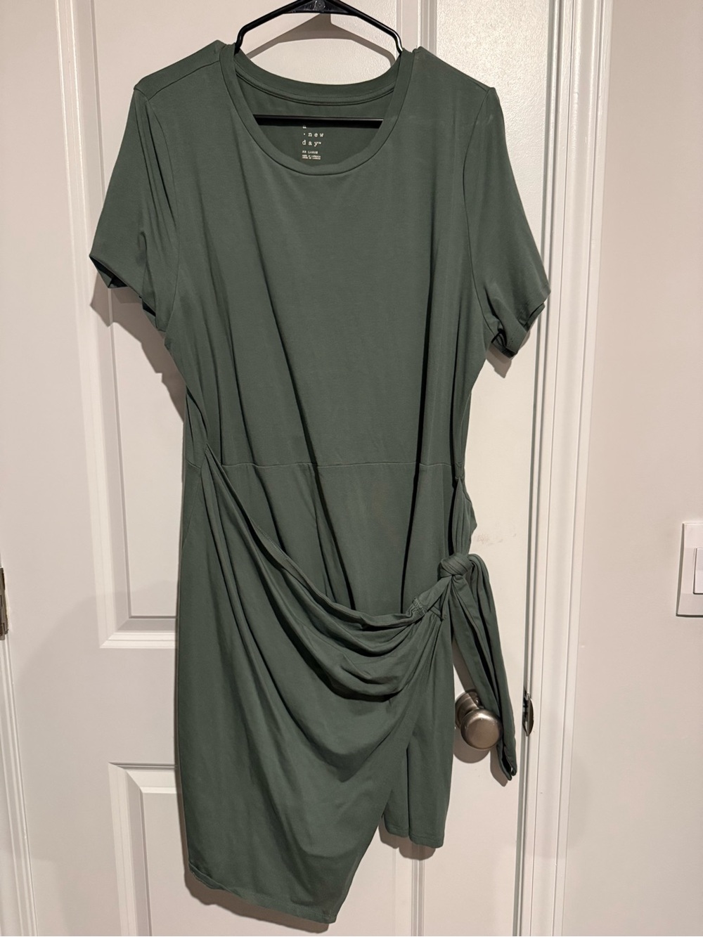 a new day Olive Green Side-Tie Tee Mini Dress